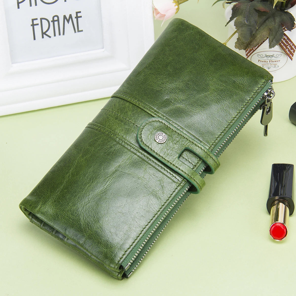 CONTACT'S genuine leather men long wallet lady purse card holder clutch with coin pocket zipper money bag for phone male wallets