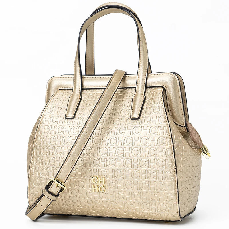CH Classic Fashion Zipper Design Women's Handbag, Monogram Print, Versatile Solid Color Block Shoulder Bag