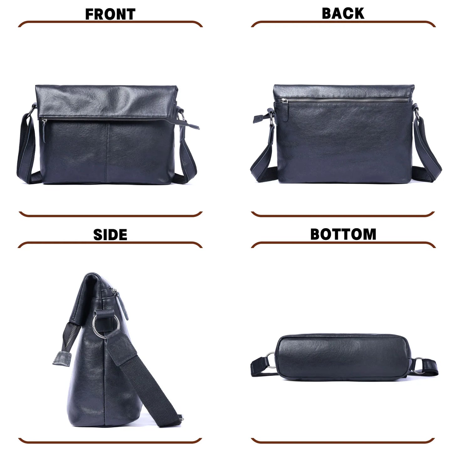 Genuine Leather Men's Shoulder Bag Crossbody Laptop Bags Simple Cowhide Top Layer Vegetable-tanned Leather Fashion Casual