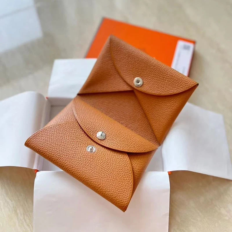 Genuine Leather Busin Card Holder Wallet Palm Print Top Layer Cowhide ex ID Card Holder Coin Purse Korean Sle