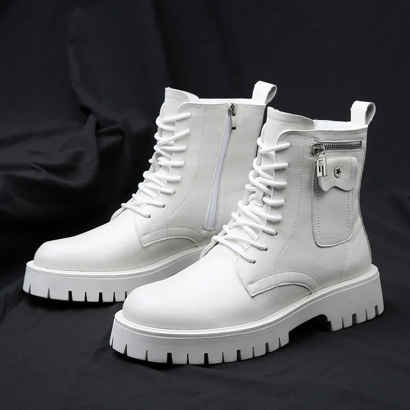 Men's English Style Thick Sole Design Men Boots Luxury High End Top Layer Leather Brand Famous Chelsea High Quality Casual Boots