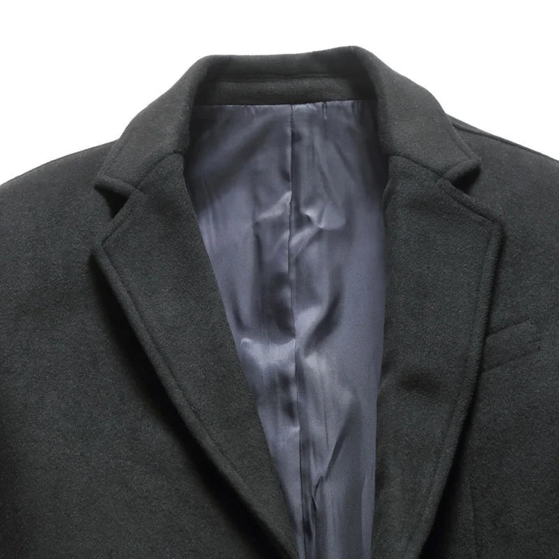 High Quality Men's Wool Coat 6XL Oversized Winter Men Long Trench Cotton-padded Overcoat Men Clothing Woolen Coat A2F1810
