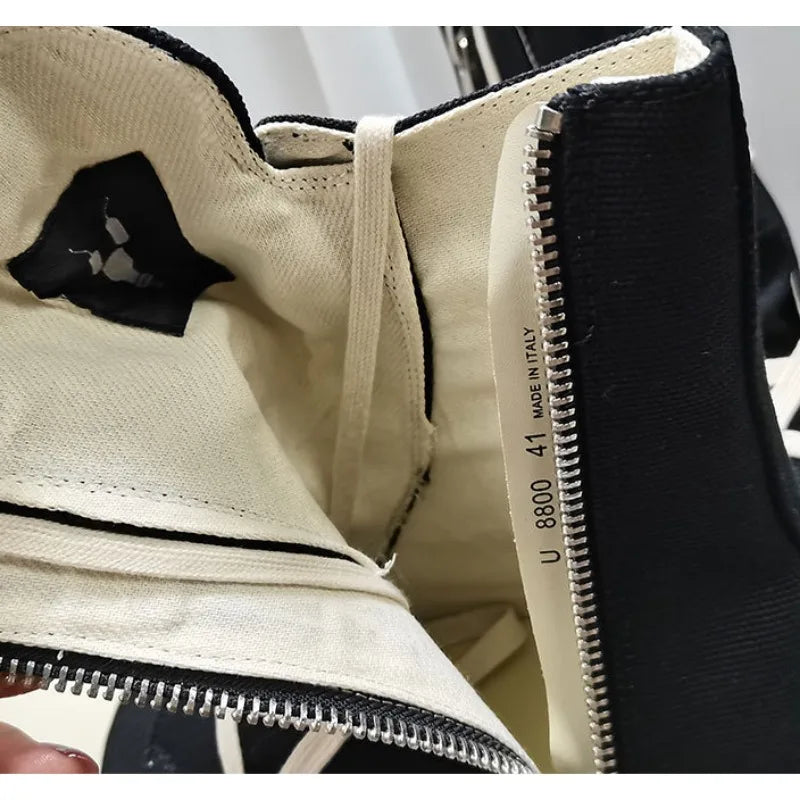 Men Women High-TOP Shoes Casual Canvas Couple Thick-sole Sneakers Luxury Designer Zip Hip Hop Flat Black Boots Outdoor Trainers