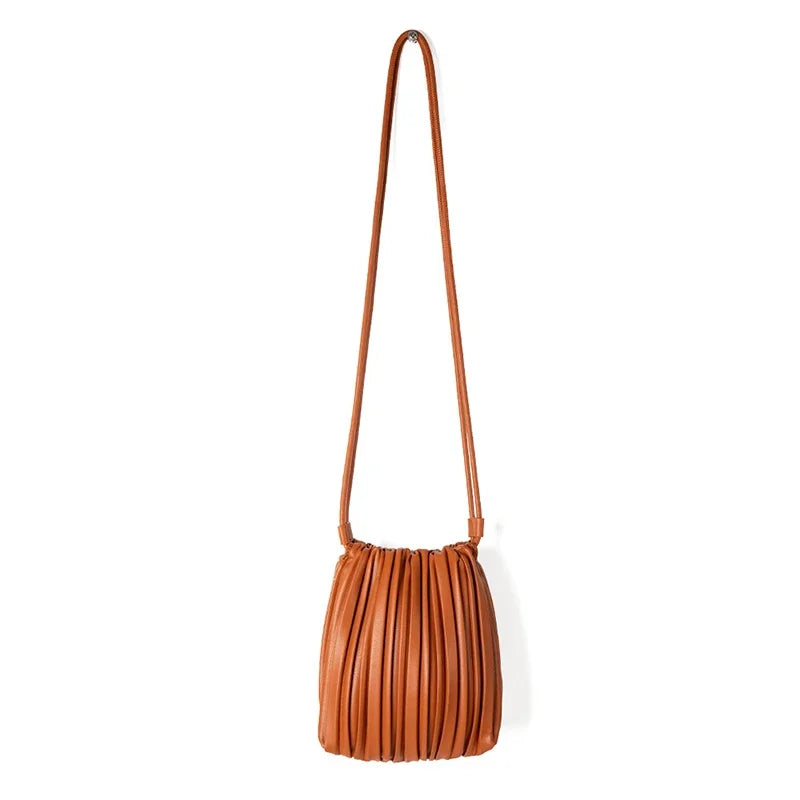 Summer New Women Pleated Messenger Bag Korean Niche Design Candy Color Small Square Bag Fashion Street Casual Women Pu Bag