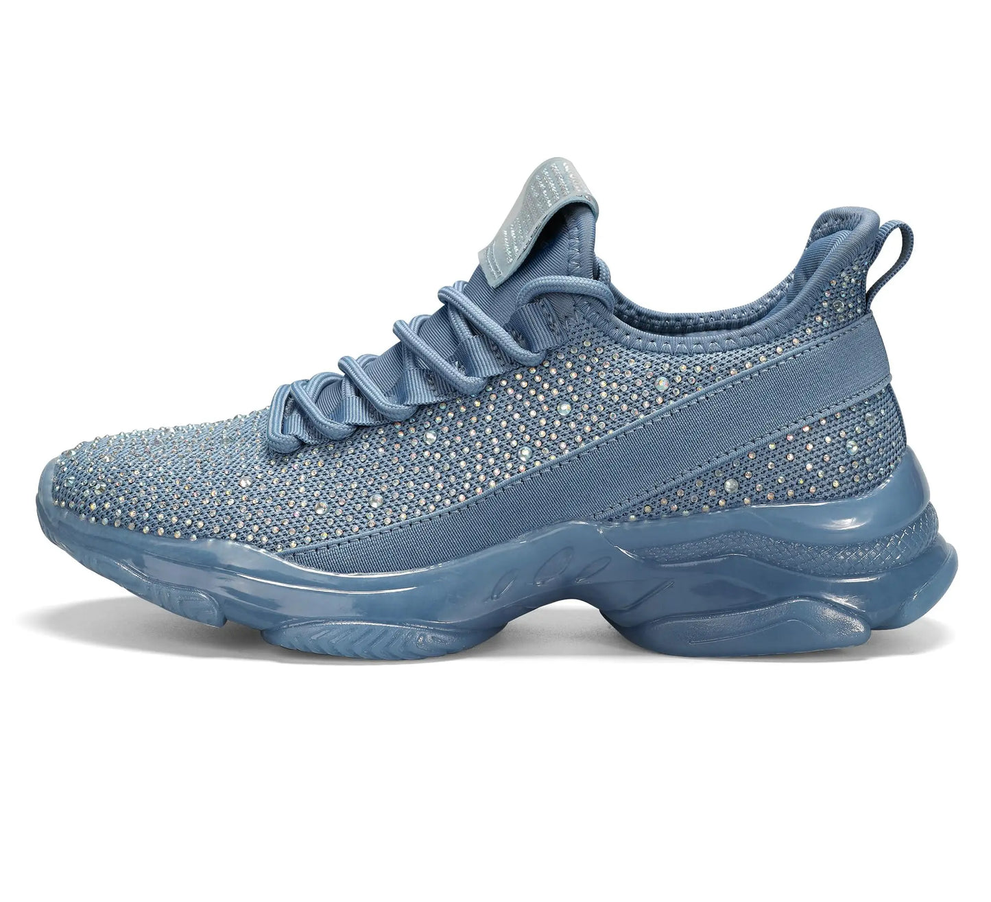 Women's Rhinestone Mesh Slip On Walking Shoes Fashion Breathable Spakle Glitter Sneaker