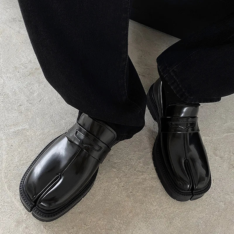 Mens Cow Leather Tabi Shoes, Loafer for Men and Women Split Toe Thick Sole Casual Leather Casual Shoes Sneakers Loafers Men
