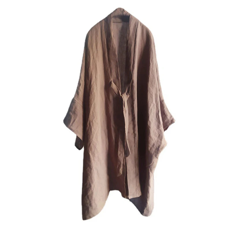 Arts Style 2025 New Arrival Spring/summer Women Loose Casual Good Quality Cotton Linen Long Coat V-neck Open Stitch Trench Y333