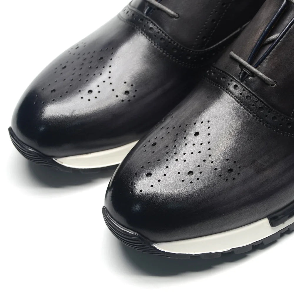 Luxury Brand Design Men's Oxford Sneaker Formal Calf Genuine Leather Laces Two-eyelet Anti-slip Rubber Sole Casual Shoes for Men