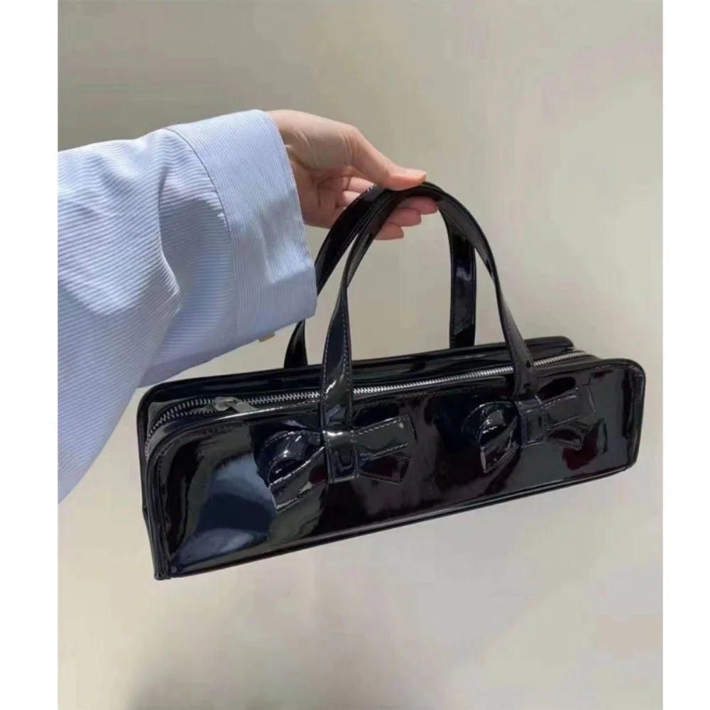 Bow Handbag For Women Baguette Summer PU Leather Shoulder Bag Fashion Shoulder Bag With Handle For Shopping Party And Travel