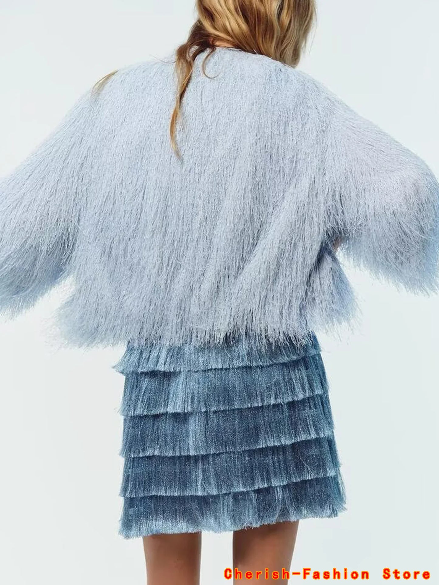 Brand Coat Minimalist Round Neck Tassels Jacket British Blue Jacket Elegant Jacket Winter Coat Jacket Women Tops 2025 New Coat