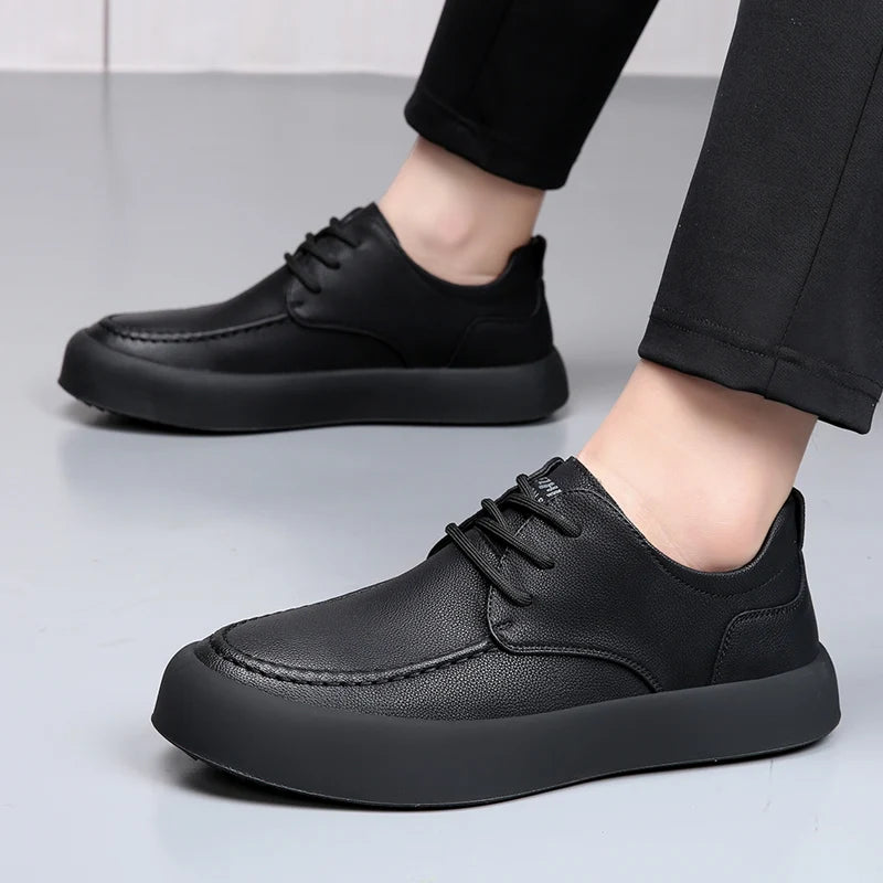 Men Casual Shoes lace up fashion Genuine Leather Board Shoes outdoor Shoes Zapatos Casuales Hombres handmade oxfords Men Shoes