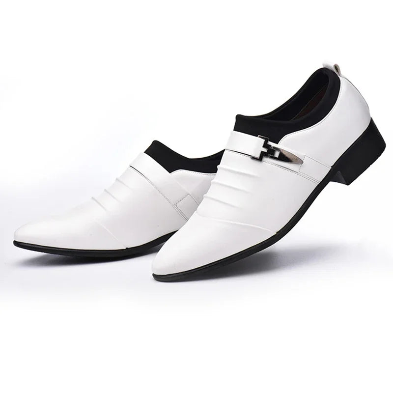 Classic Mens Dress Shoes Slip on PU Leather Shoes for Men Plus Size Point Toe Business Casual Male Formal Shoes for Wedding 2024