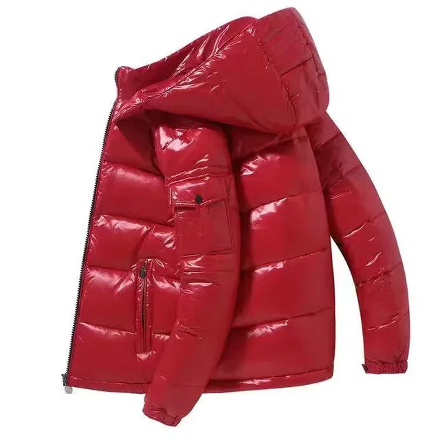 Short Winter Hooded Women Thickened Warm Long Sleeve Cardigan Jacket Waterproof Parkas New Glossy Down Men's Fashion Jackets