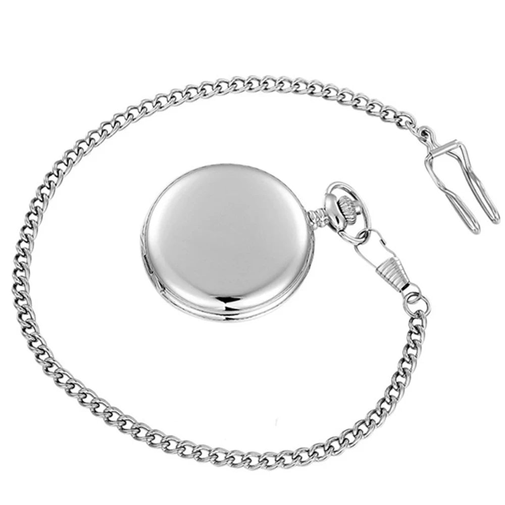 Luxury Smooth Gold/Silver Pendant Pocket Watch Modern Arabic Number Analog Clock Men Women Fashion Necklace Chain Unisex Gift