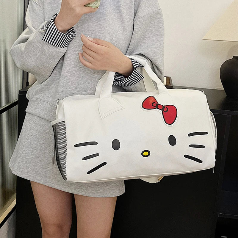 Hello Kitty Fashion Backpack Cartoon Design Large Capacity Women's Travel Bags Duffle Bag Shoulder Bag Fitness Storage Bag