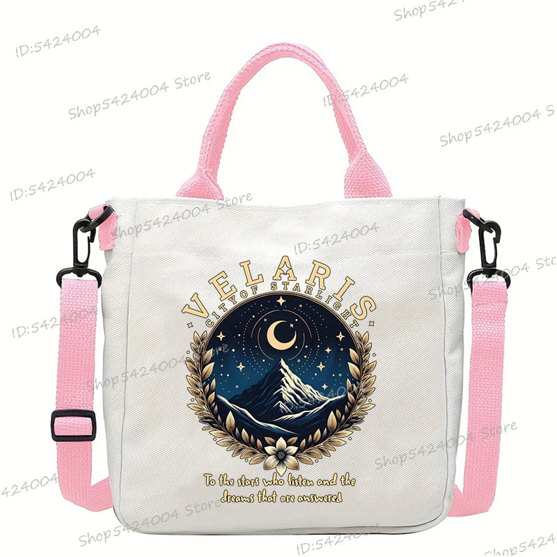 Fourth Wing Shoulder Bag Vintage Basgiath War College Pattern Canvas Crossbody Bags Casual Dragon Rider Women Messenger Bag