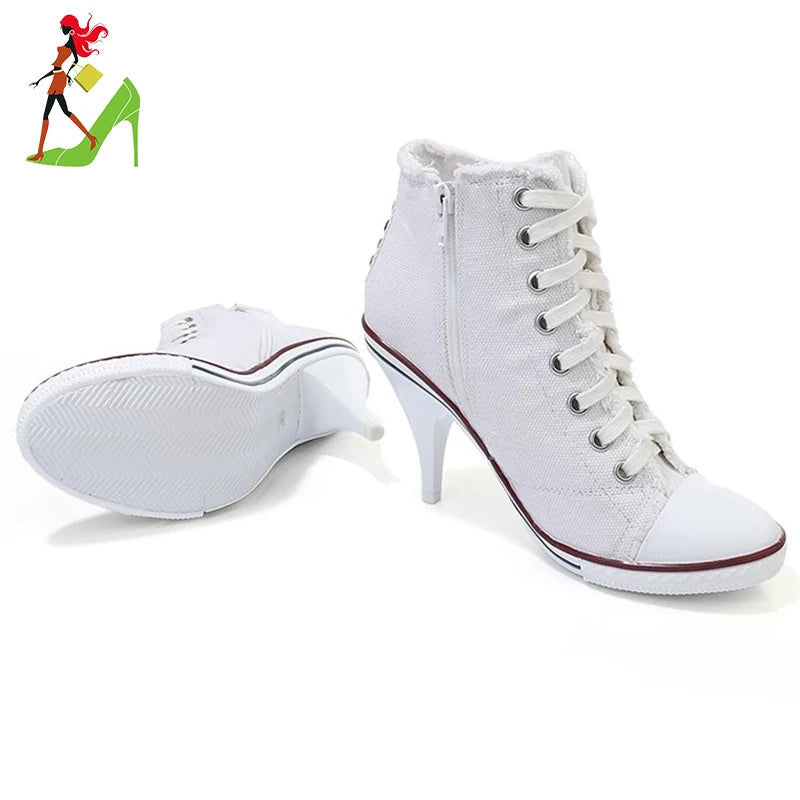 Women Boots Short High Heels Shoes For Women Botas British Style Rivet Ankle Boots Pointed Toe Side zipper strap Female Heels