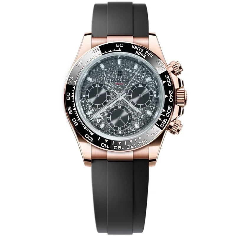 CORGEUT VK63 High Luxury Quartz Movement Silica Gel Sports Men's Watches Sapphire Flat Mirror Watch for Man Run Seconds