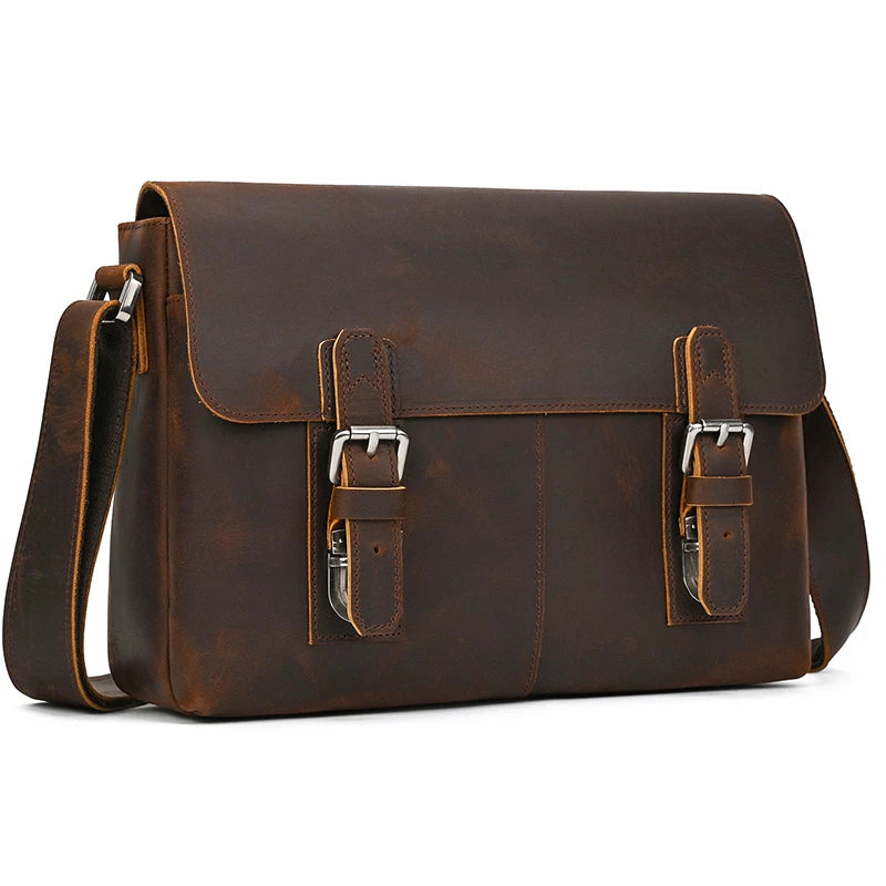 Vintage Crazy Horse Leather Men's Briefcases Laptop Bag Office Bags for Men Cover Messenger Bags Men's Leather Bag Computer Bags