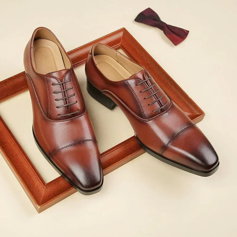 High Quality Italian Oxford Shoes for Men Luxury Leather Wedding Shoes Classic Square Toe Dress Shoes Plus Size 39-47