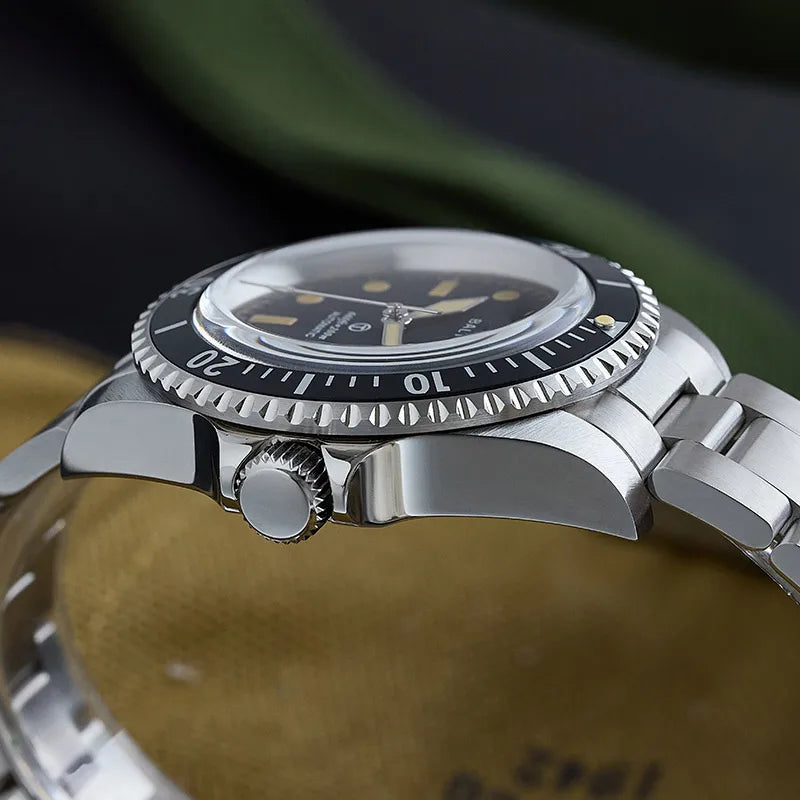 Baltany S3075 Vintage MilSubmariner Watch Rotation Bezel Brushed Bracelect Luminou Leather Sapphire Stainless Steel Dive Watches