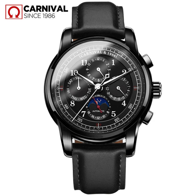 Carnival Brand Military Watch Fashion Luxury Waterproof Moon Phase Automatic Mechanical Watches For Men Clock Relogio Masculino