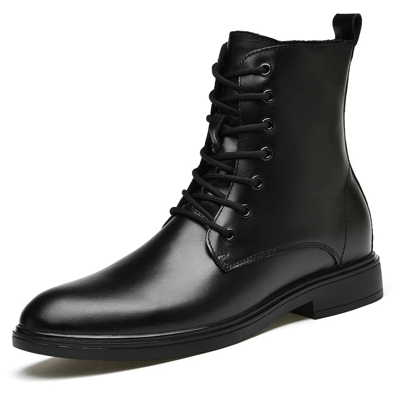 Winter Classic Men's Genuine Leather Boots High End Business Short Boots Men's Important Occasion Suit Boots Warm Cotton Boots