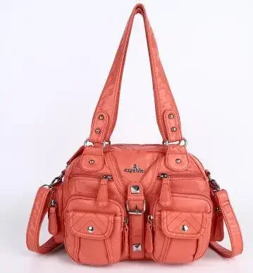 Ladies Handbags Vintage Fashion Tote Bag Women Punk Biker Satchel Top-handle Shoulder Crossbody Bag Multi-pockets Dumpling Pack