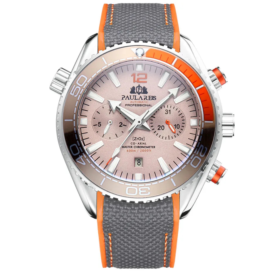 PAULAREIS P Luxury Men Automatic Self Wind Mechanical Watch for Men Rubber Strap Waterproof Luminous Date Fashion Mens Watches