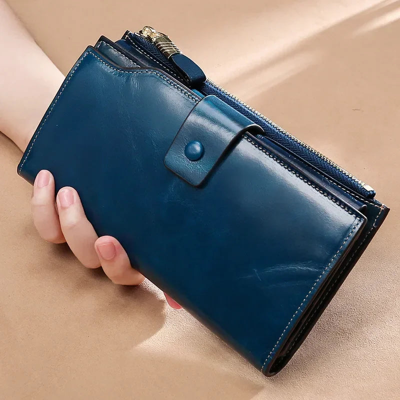 MAHEU Leather Long Wallet for women Genuine leather clutch purse real cowskin purse wallet for dress party long purse for laies