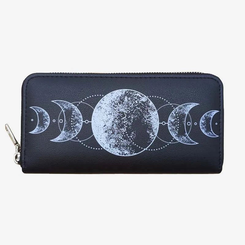 New Women's Wallet Moon Goddess Printing Long Zipper Purse Fashion Simple Large Capacity Mobile Phone Coin Purse Card Holder