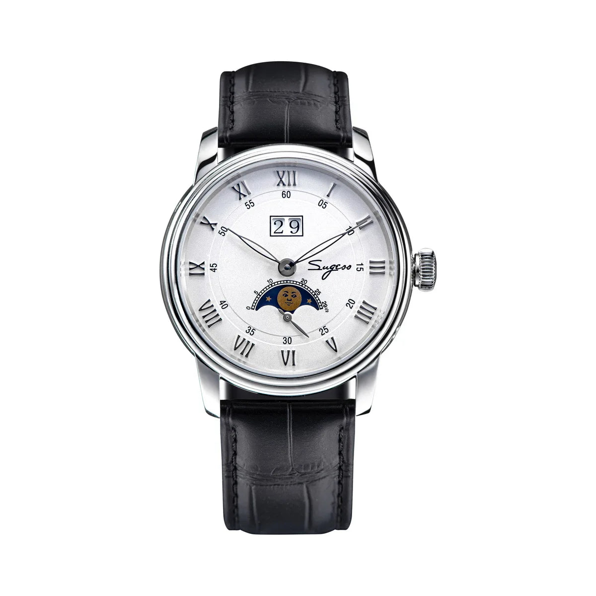 2023 Sugess Automatic Mechanical Watch of Men Moonphase Wristwatches Seagul Movement ST2528 Waterproof Sapphire Big Date New