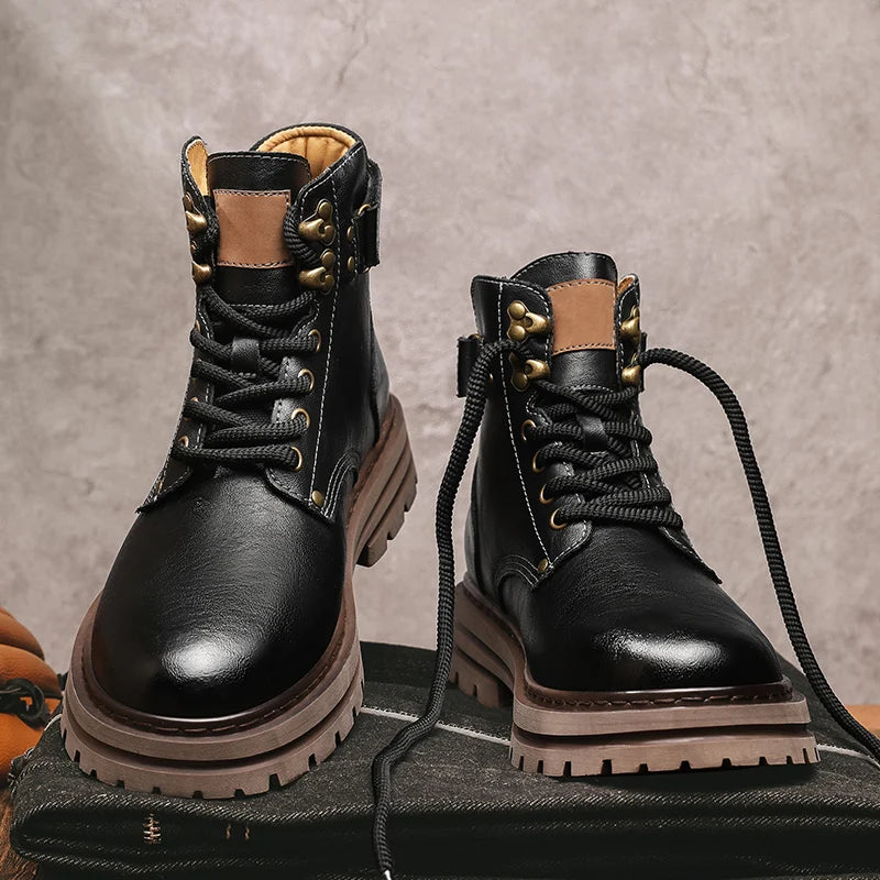 Golden Sapling Work Boots Genuine Leather Men's Casual Shoes Fashion Leather Tooling Boot Classics Punk Style Men Leisure Shoe