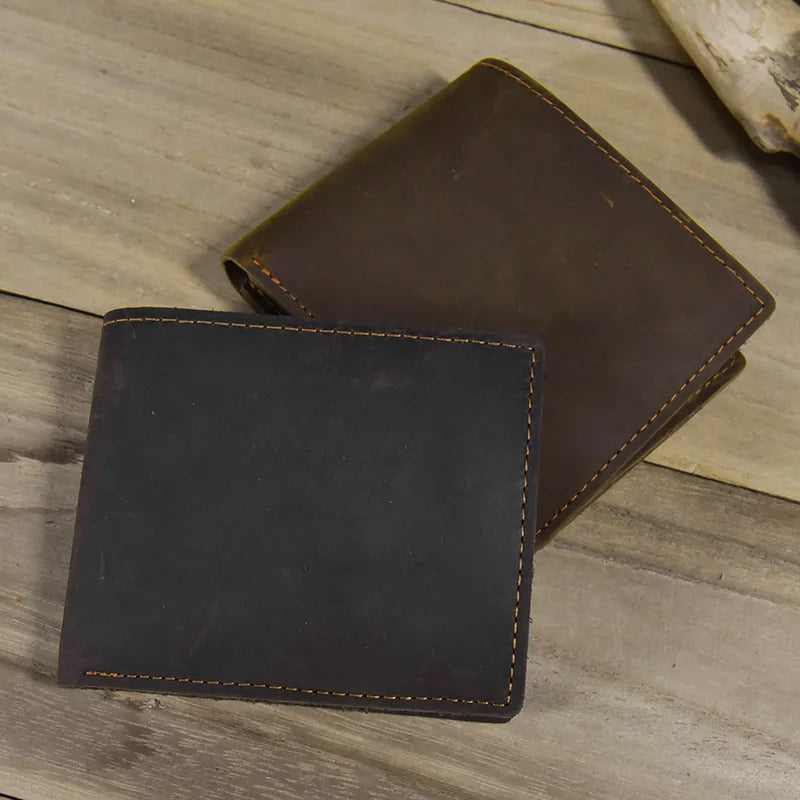 Newsbirds Simple Design Leather Short Wallet For Men Male Real Cowskin Short Card Purse Mini Men's Slim Purse Men Wallet Thin