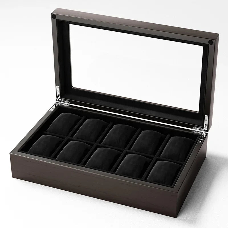 Watch Box Storage Case Wood Watch Boxes Organizer for Men Mechanical Wrist Watches Transparent Skylight Display Collection Gift