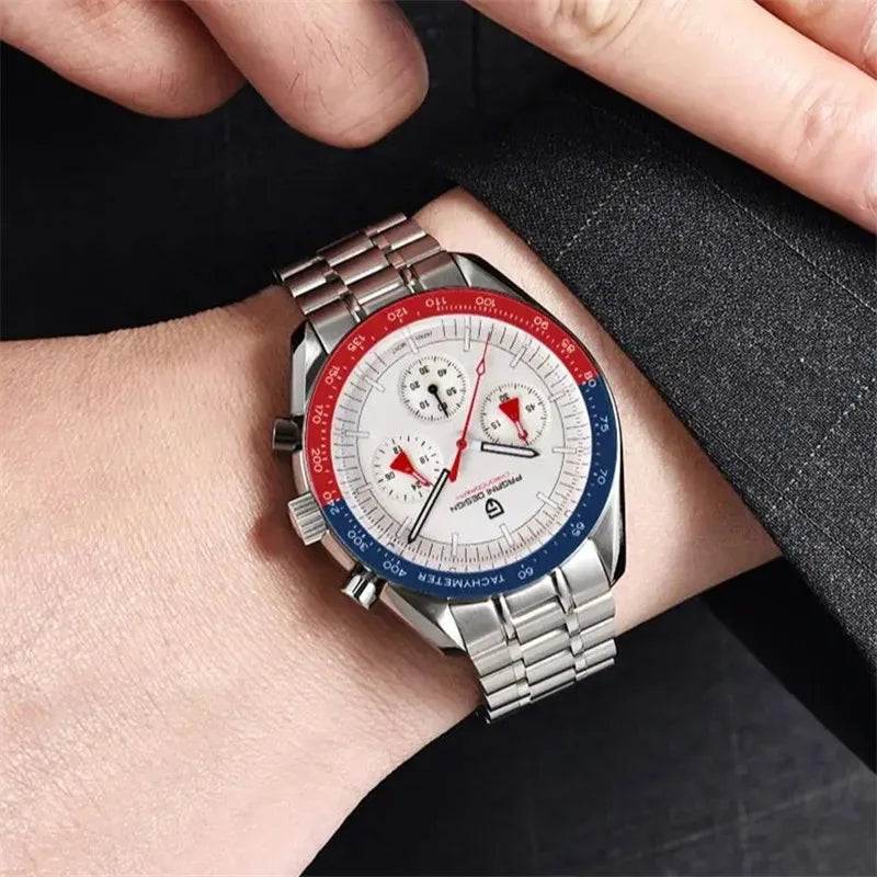 PAGANI DESIGN New Moon Watch Men Multifunctional Top Brand Luxury Automatic Quartz Waterproof Sport Stainless Steel Reloj Hombre