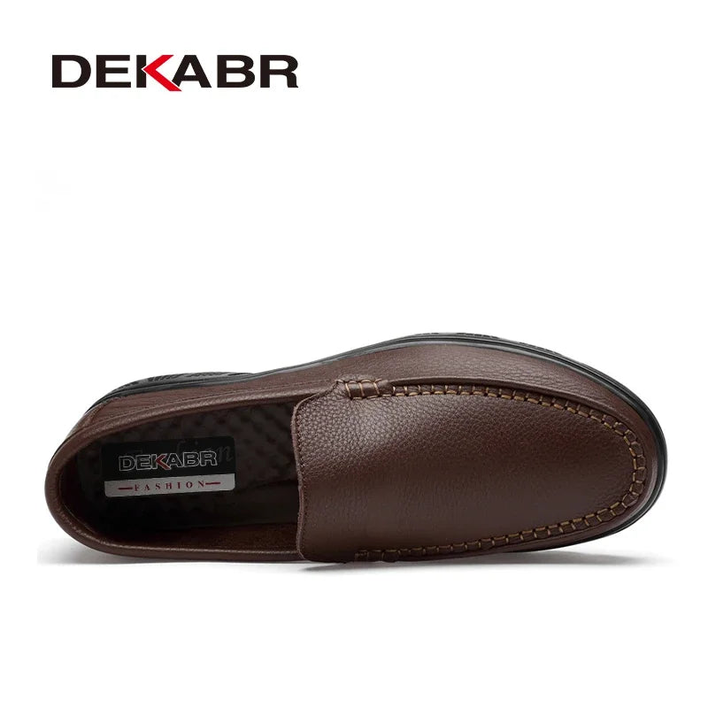 DEKABR Genuine Leather Handmade Breathable Comfortable Work Men's Casual Shoes Outdoor Loafers Slip on Men Shoes Size 37-47