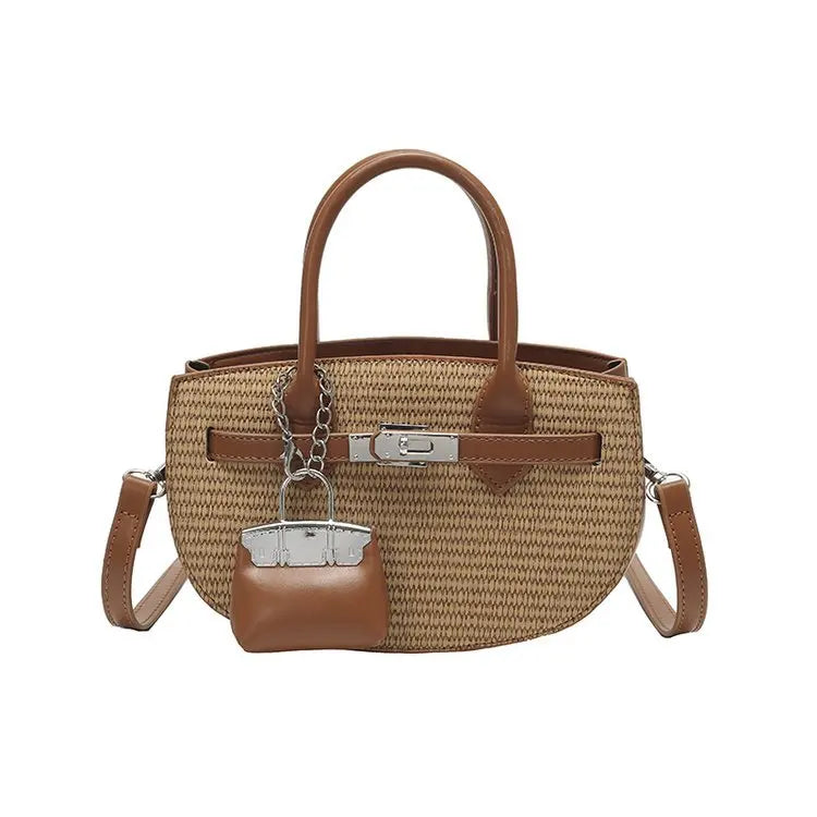 2025 New Korean-style Handheld Bag for Women Minimalist Design Elegant Woven Bag Trendy Vacation Style Single Shoulder Crossbody