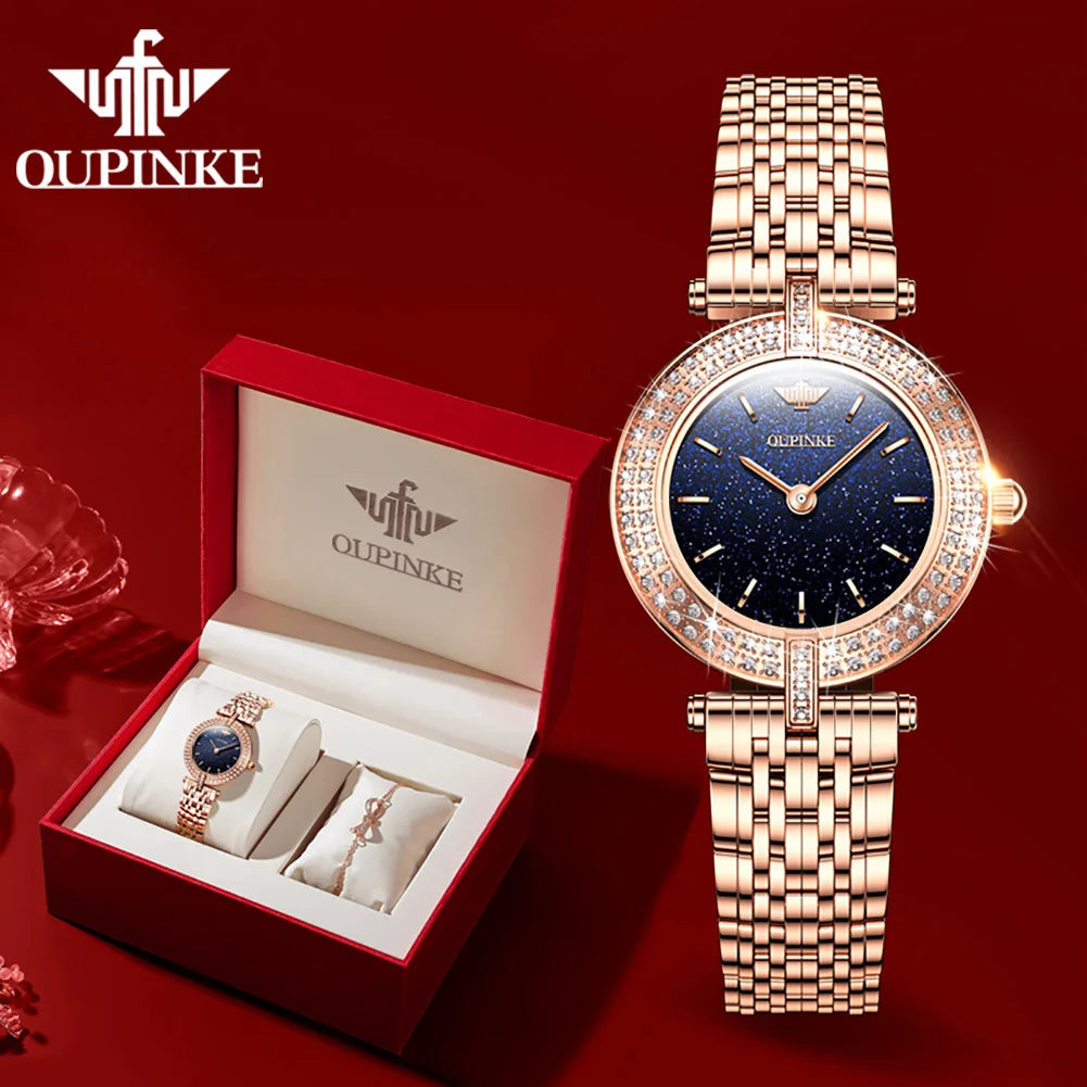 OUPINKE 3191 Luxury Women Watch Original Top Brand Waterproof Sapphire Mirror Diamond Watch Swiss Movement Quartz Women Watch