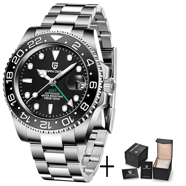 PAGANI DESIGN Sapphire Glass 40MM Ceramic GMT Mechanical Watches 100m Waterproof Classic Luxury Men Automatic Watch Reloj Hombre