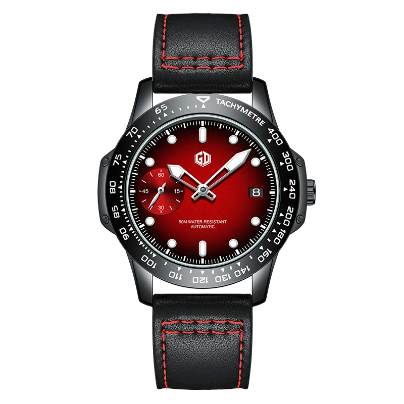 Luxury Man Wristbatch Waterproof Luminous Date Leather Men Watches Sports Square Men's Watch Casual Mechanical Seagull Movement