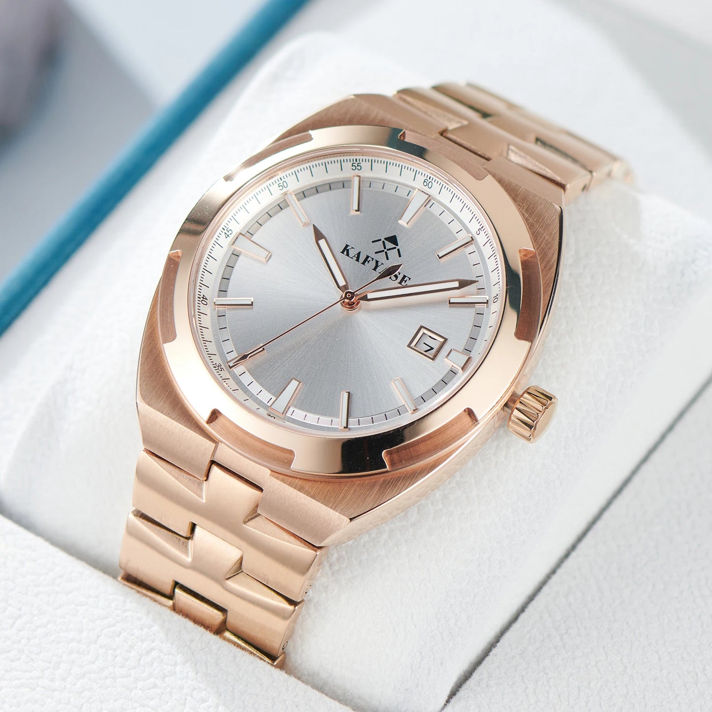 Kafyase Luxury Mens 316L Stainless Steel Mechanical Automatic Watch Sapphire Glass Luminous Waterproof WristWatch