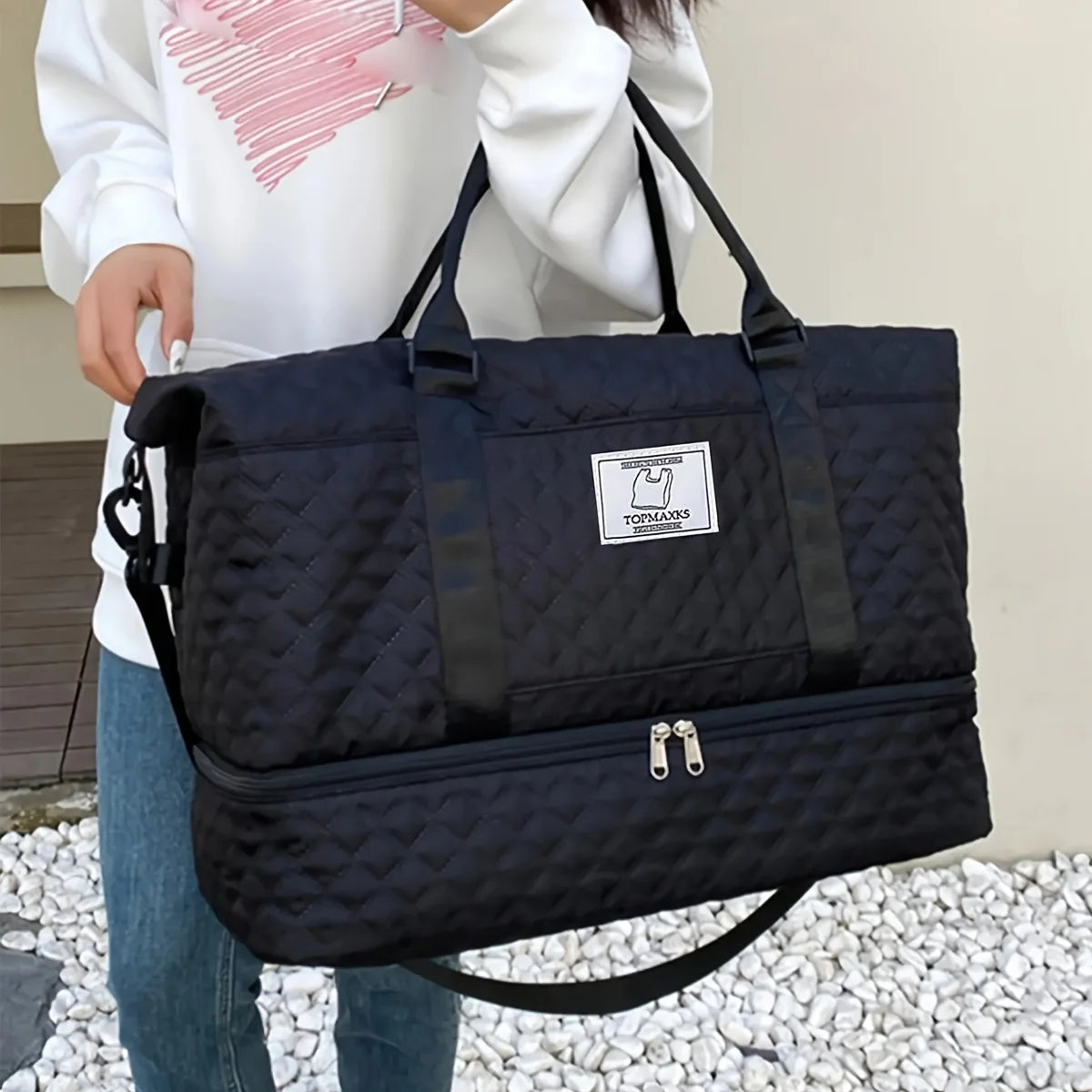 Large capacity, lightweight, foldable luggage bag, independent shoe compartment, casual and convenient storage bag,