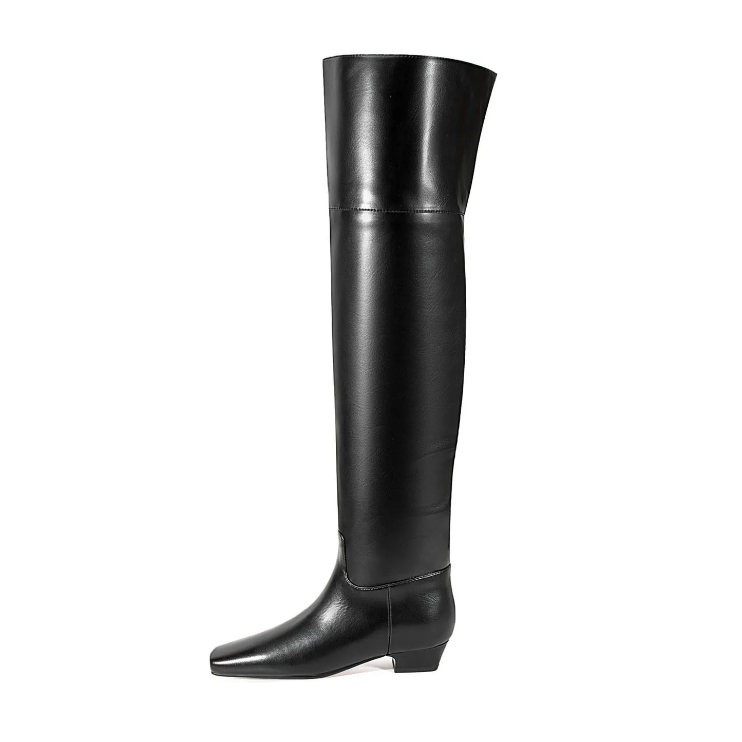 Arden Furtado 2025 Autumn Poly ureth Over the knee boots Square-head Pull-on Middle heel Modern boots Extra large size boots