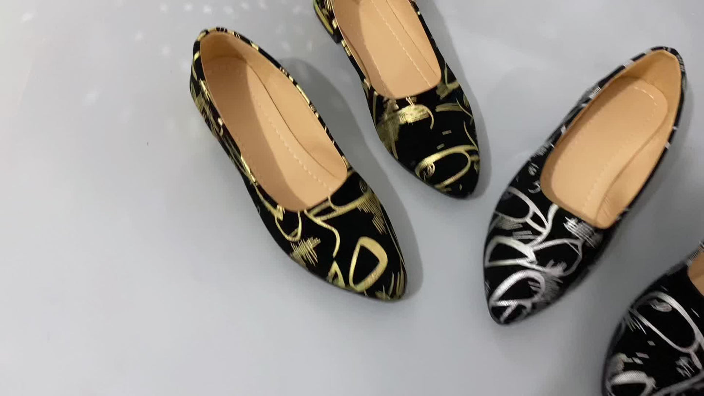 Fashion Women's Shoes, Low-heeled Single Shoes, Ladies' Stylish Single Shoes, Printed Four-season Low-heeled Trendy Women's Shoes