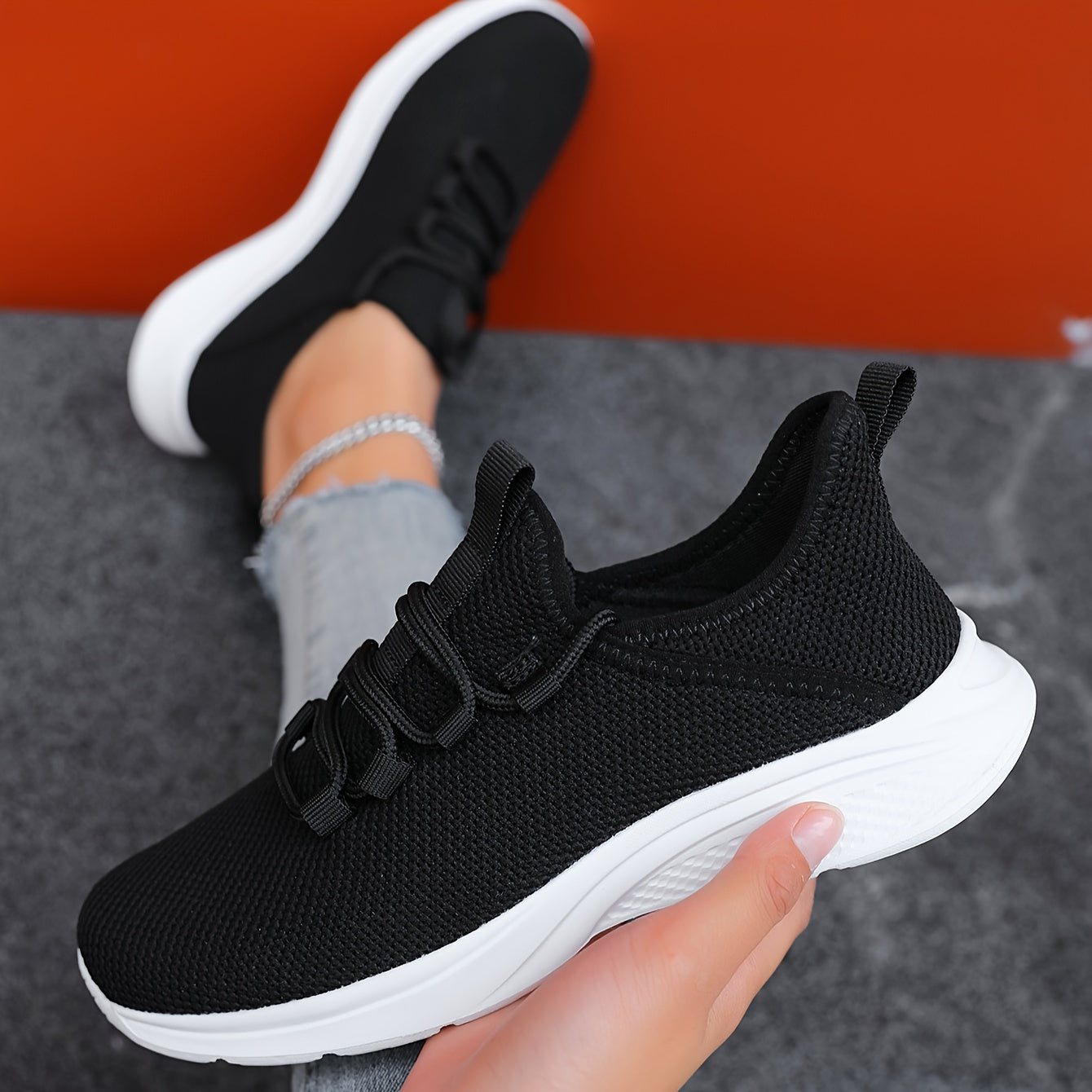 Four Seasons Shoes Fashion Casual Women's Breathable Lightweight Anti-slip Wear-resistant Outdoor Sports Shoes Men's Running Shoes Sports Trendy Shoes Road Running Shoes Mesh Women's Shoes