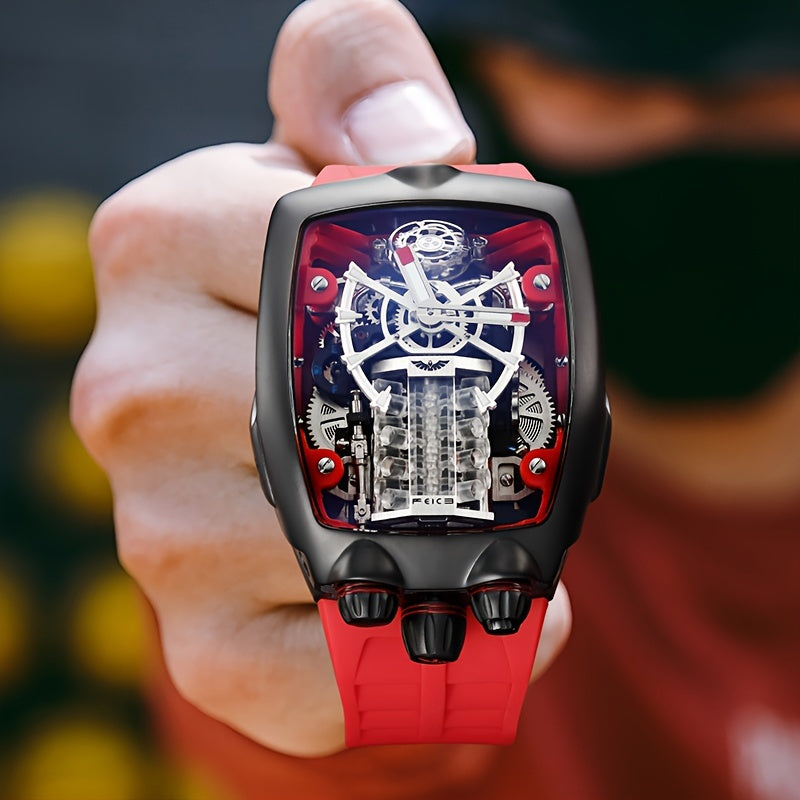 [FEICE Mechanical Watch] FEICE Brand Automatic Mechanical Supercar Concept Watch - High-end Large Dial Men's Watches - Waterproof Fashion Trend Men's Watches Without Battery Gifts For Men