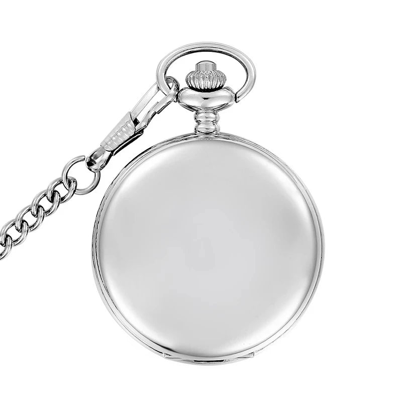 Luxury Smooth Gold/Silver Pendant Pocket Watch Modern Arabic Number Analog Clock Men Women Fashion Necklace Chain Unisex Gift