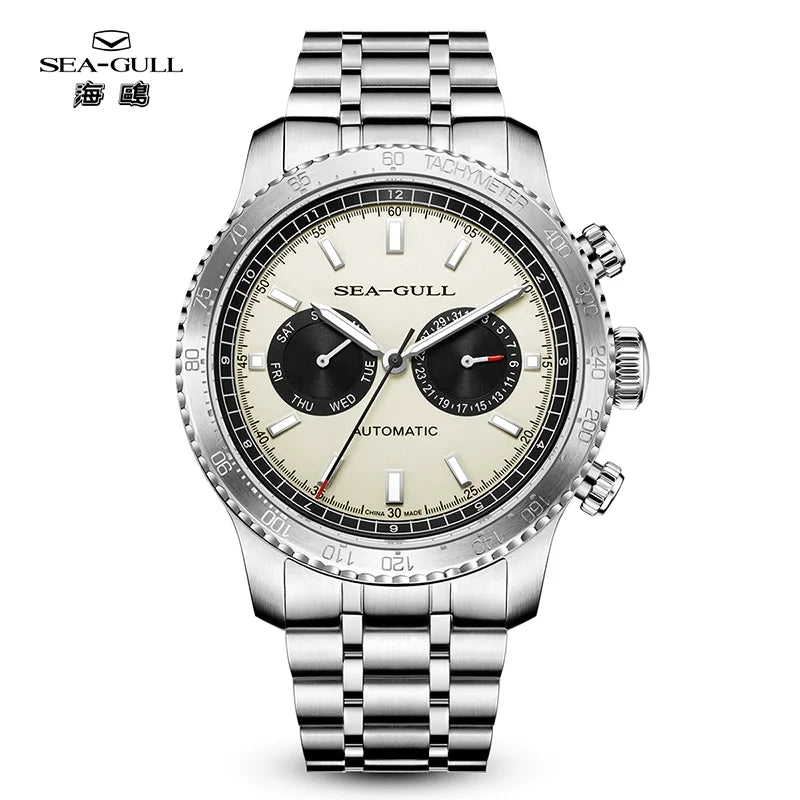 Seagull 43mm Men Automatic Mechanical Watch Panda Eye GMT Dual Calendar Wristwatch Tachymeter Pilot Watches Clock 6177 2025 New