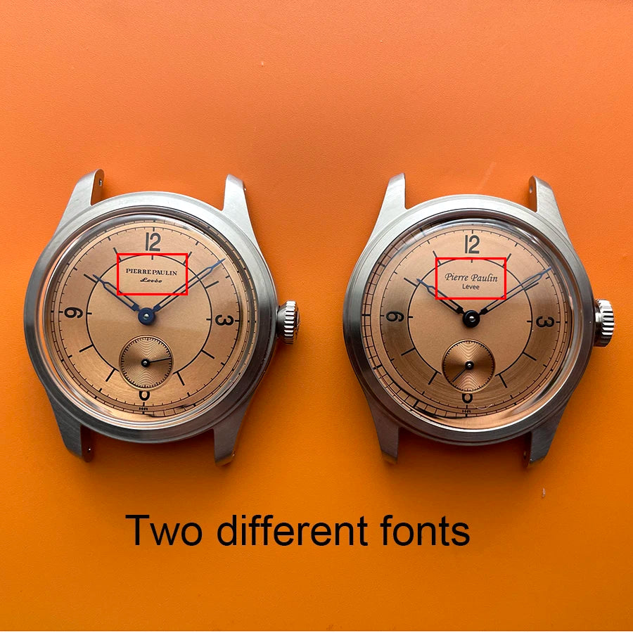 Pierre Paulin Salmon Dial Watch 50m Skin Diver Watch Vintage Small Seconds Mechanical Hand Watch 38mm Reloj Hombre Metal
